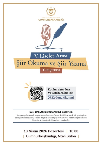 Cumhurbaşkanlığı “5. Liseler Arası Şiir Okuma ve Yazma Yarışması” düzenleniyor