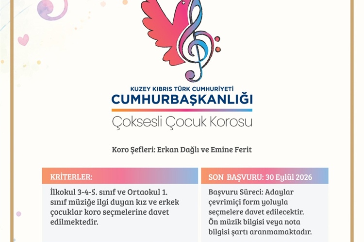 Cumhurbaşkanlığı Çoksesli Çocuk ve Gençlik Koroları için seçmeler...