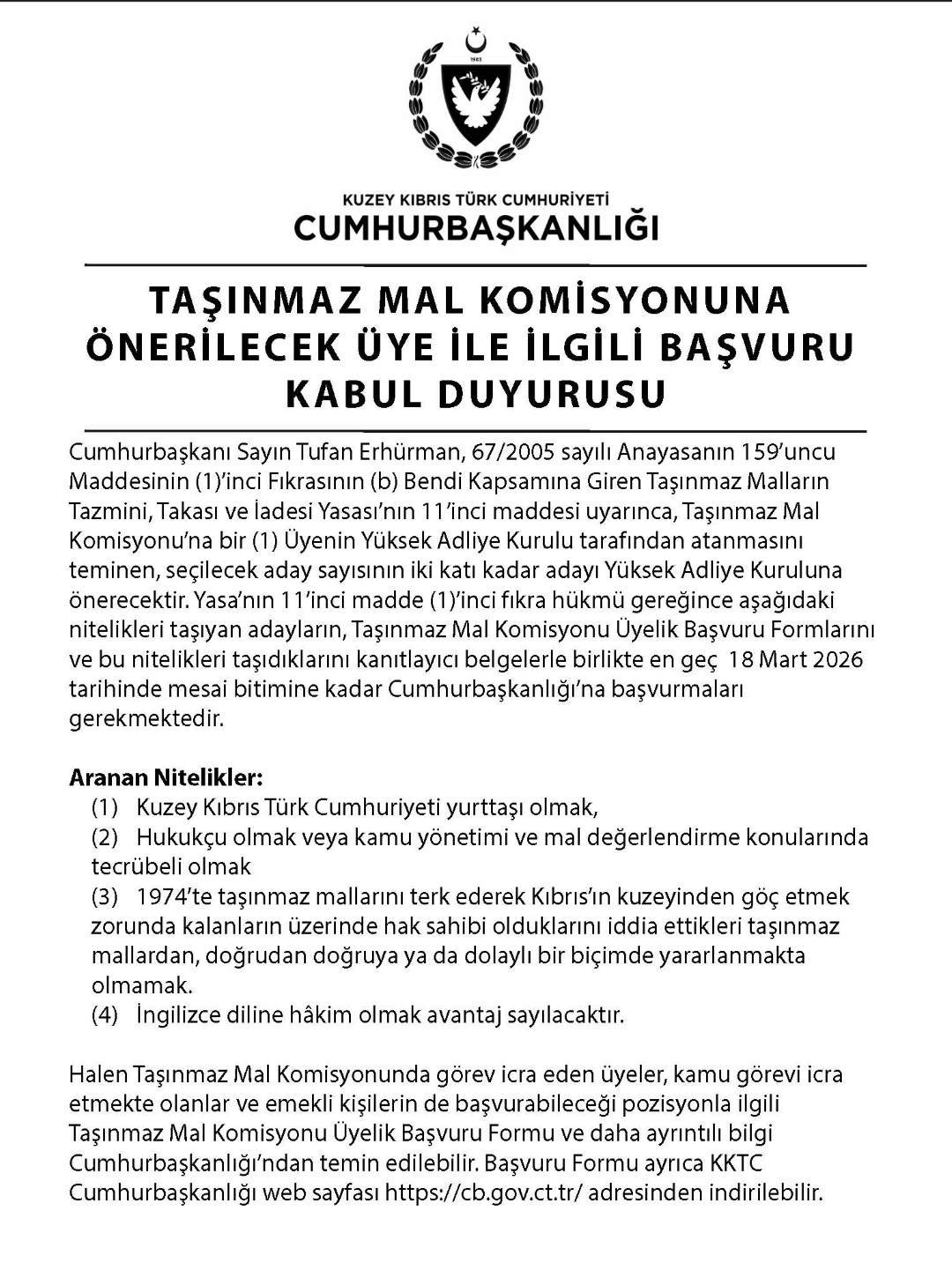 Başvuru Formu için lütfen tıklayınız.